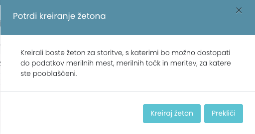 Potrditev ustvaritve žetona