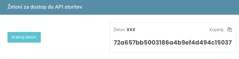Kopiranje API žetona